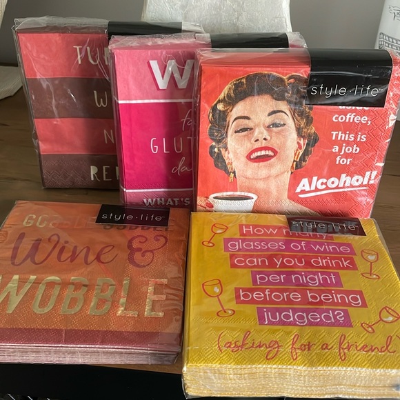 StyleLife 5 packs of Wine Napkins - Picture 1 of 11